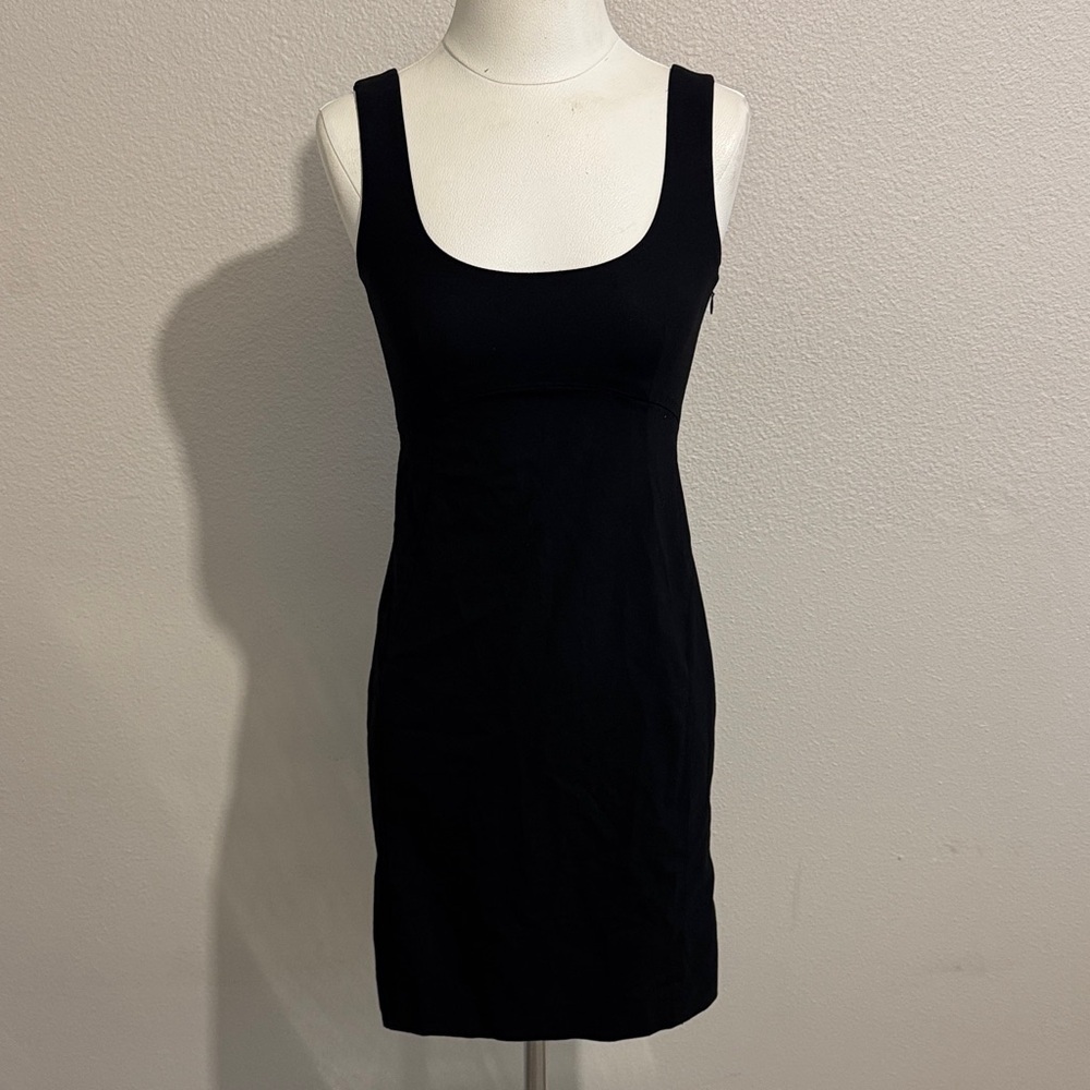 Theory Wool Black Shift Classic Mini Dress Square Neck